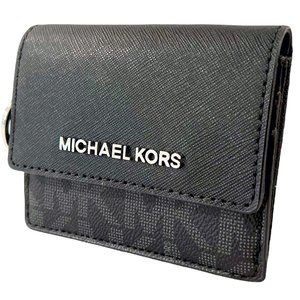 Michael Kors Jet Set Leather ID Card Case with Key Chain - Black (NWOT)